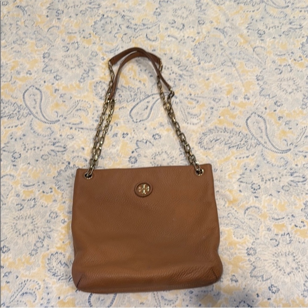 Tory Burch Brown Gold Shoulder Bag with Chain Strap - Picture 2 of 5